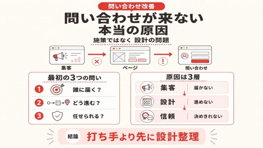 問い合わせが来ない本当の原因|「施策」ではなく「設計」の問題