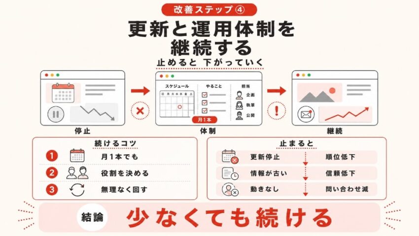 改善ステップ④|更新と運用体制を継続する