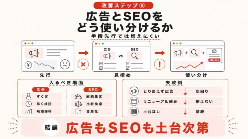 改善ステップ⑤|広告とSEOをどう使い分けるか
