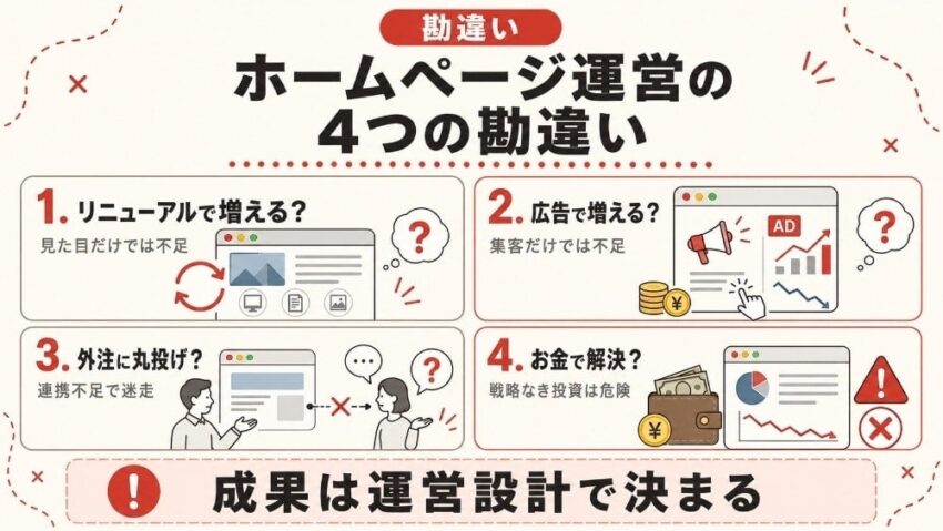 ホームページ運営における4つの勘違い