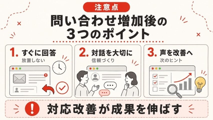 問い合わせが増えてきたら注意すべき3つのポイント