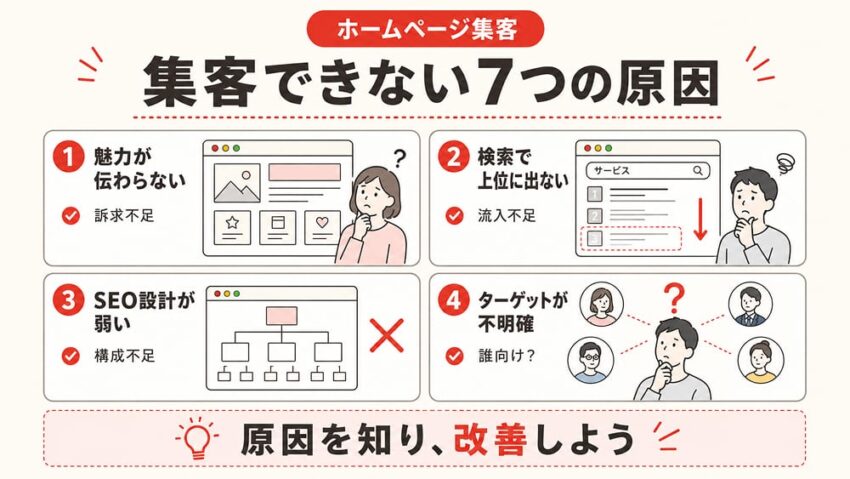 ホームページで集客できない７つの原因