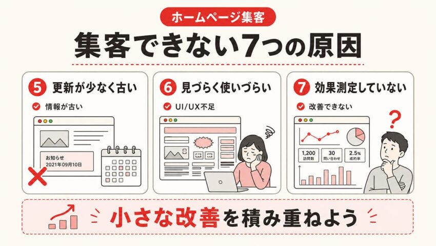 ホームページで集客できない７つの原因