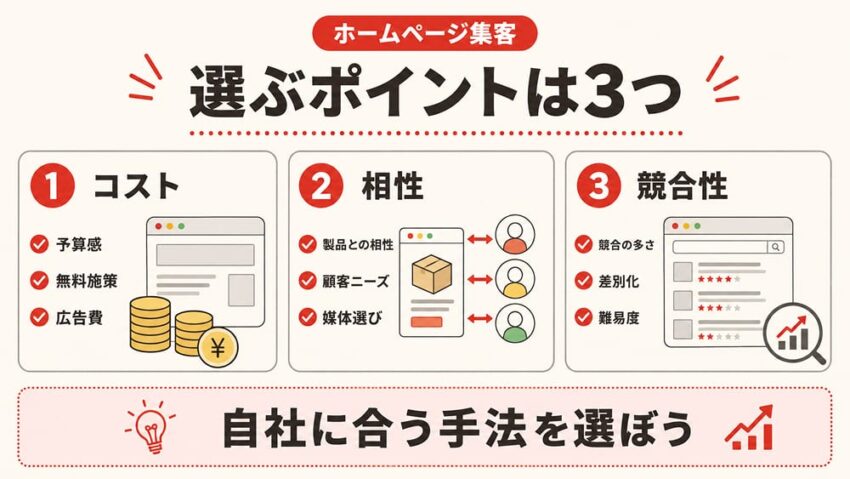 ホームページの集客方法を選ぶポイント