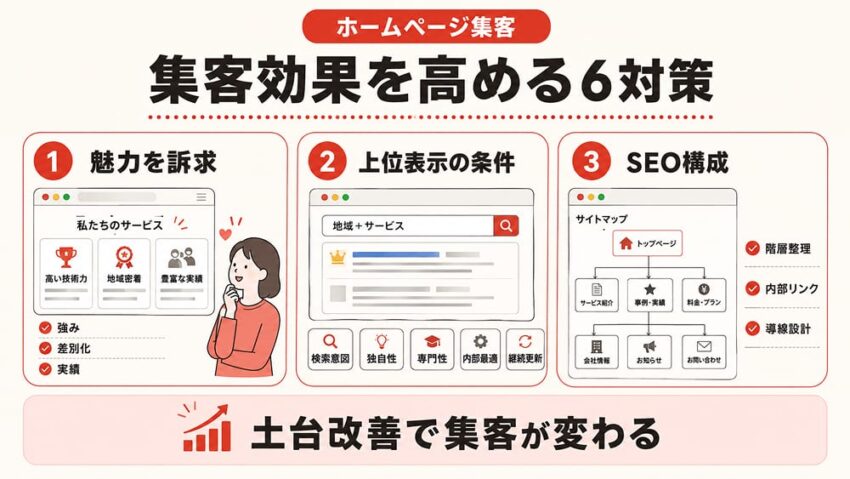 集客効果があるホームページにするための6つの対策