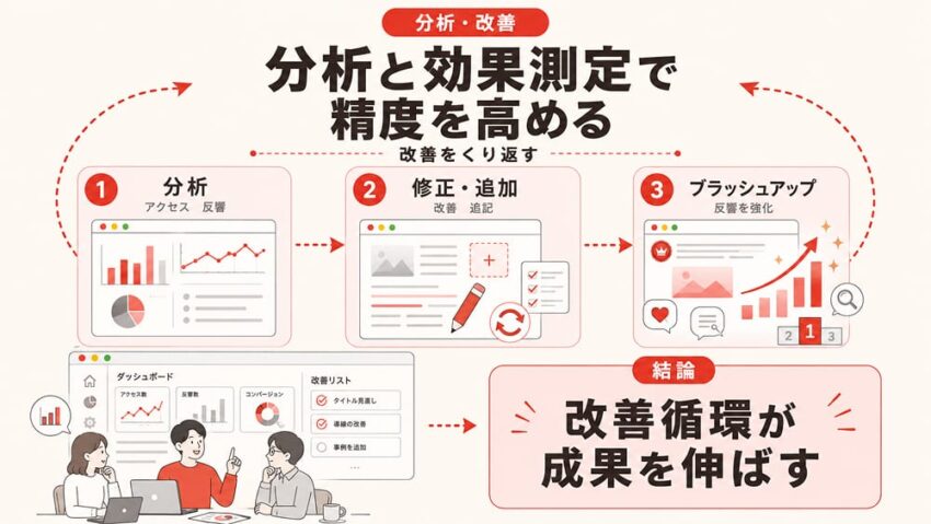 分析と効果測定から課題解決をくり返して精度を上げる