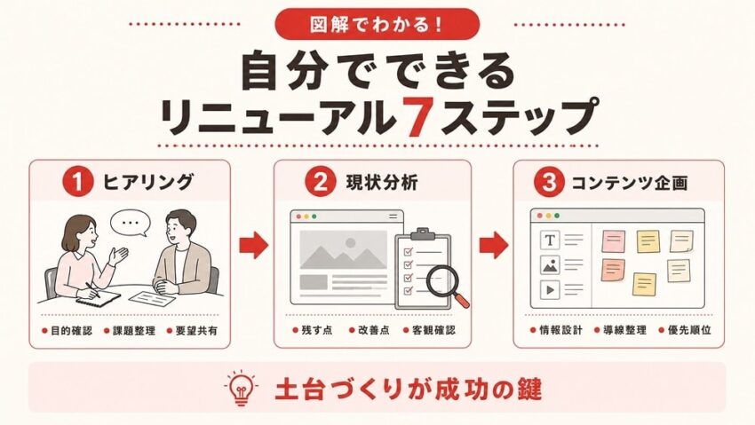 自分でできるホームページリニューアルの進め方7ステップ