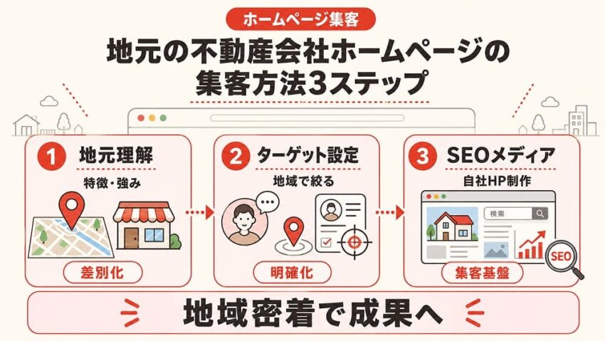 地元の不動産会社ホームページの集客方法3ステップ
