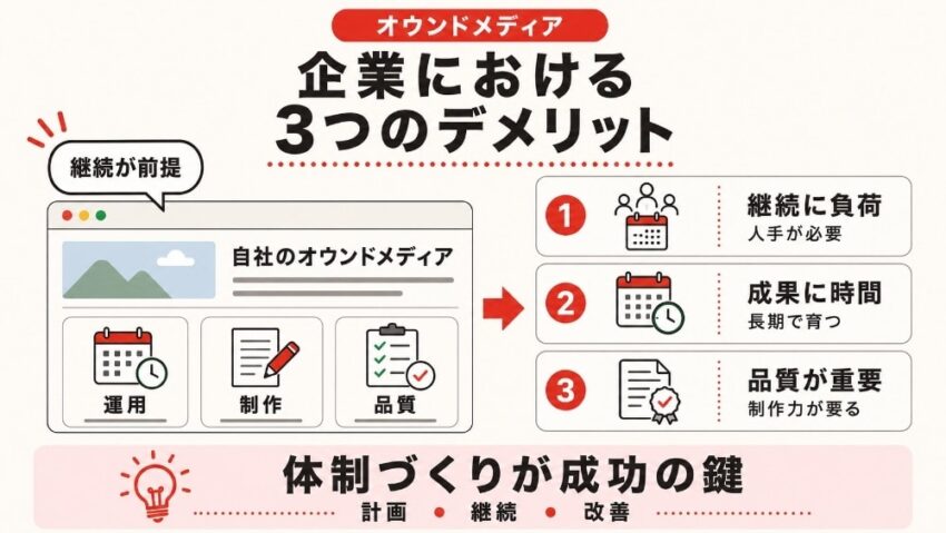 企業におけるオウンドメディアのデメリット