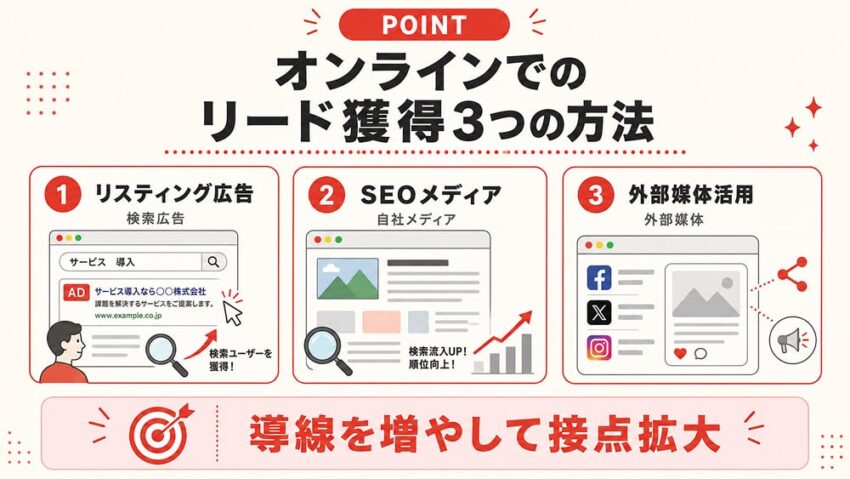 オンラインでのリード獲得の3つの方法