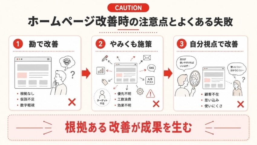 ホームページ改善時の注意点とよくある失敗