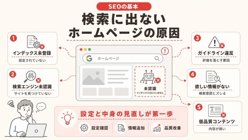 検索に引っかからないホームページの原因