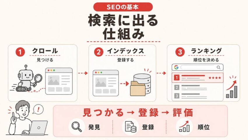 ホームページが検索に引っかかるようにする仕組み