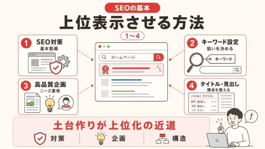 ホームページを検索順位で上位表示させる方法1
