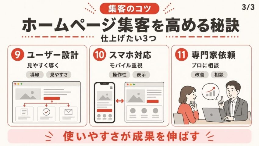 ホームページで集客効果を高める秘訣・コツ3