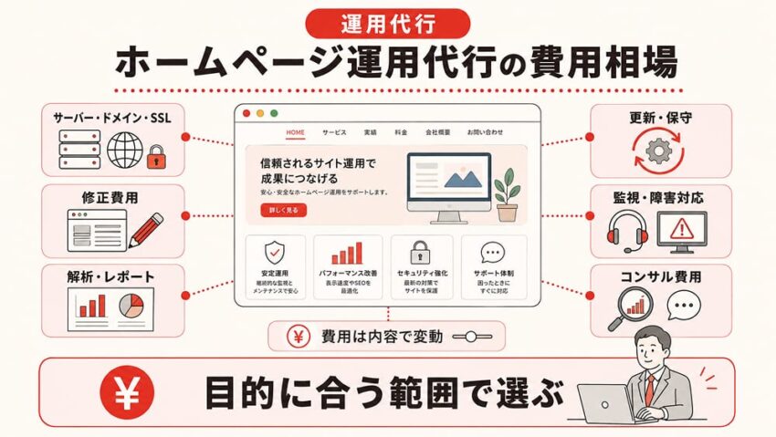 ホームページ運用代行の費用相場