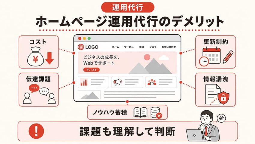 ホームページ運用代行のデメリット