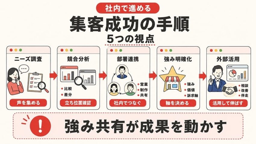 社内で行うべき集客成功に導く手順