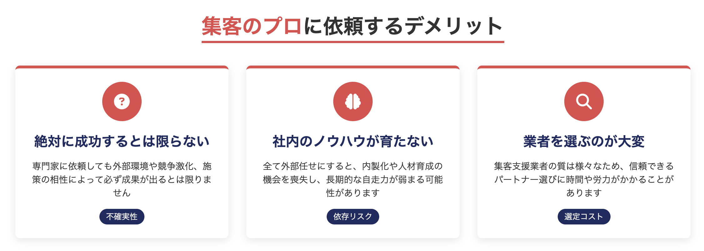 集客のプロに依頼するデメリット