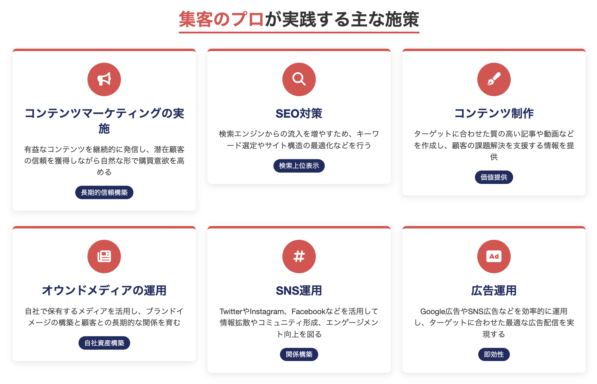 集客のプロが実践する主な施策