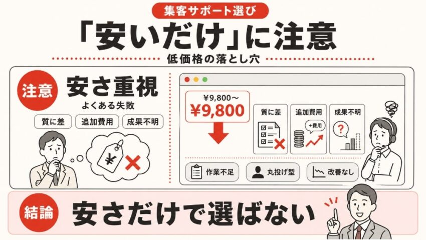 「安いだけ」の集客サポートには注意