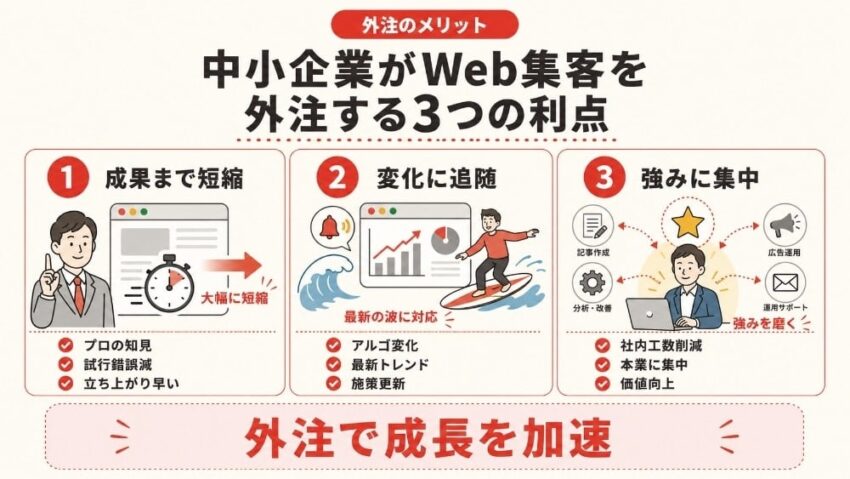 中小企業がWeb集客を外注する3つのメリット