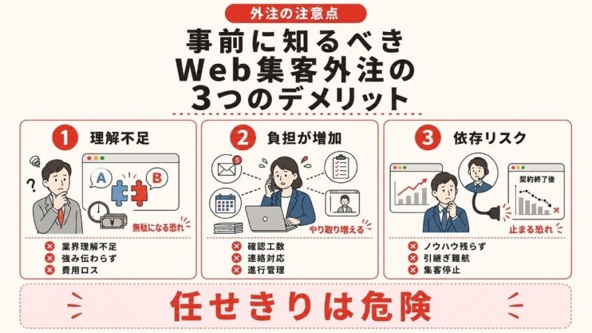 事前に知っておくべき、Web集客外注の3つのデメリットとリスク