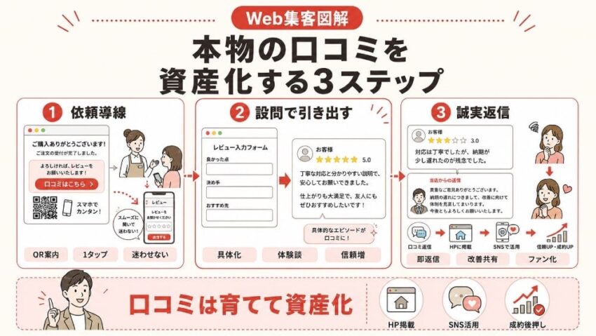中小企業が「本物の口コミ」を自然に集め、資産に変える3つのステップ