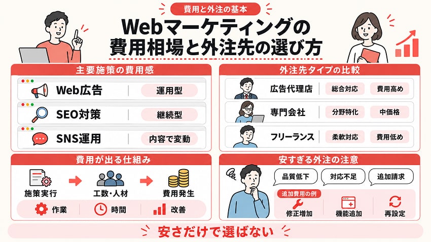 Webマーケティングの費用相場と外注先の選び方
