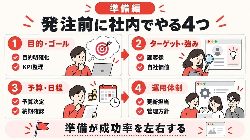 【準備編】ホームページ制作を発注する前に社内でやるべき4つのこと